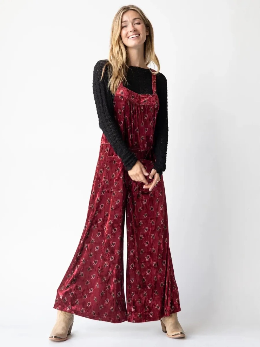 NWT Natural Life Velvet Dakota Tie Overall in Red Size XXL